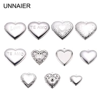 unnaier heart shaped photo box necklace pendant titanium steel stainless steel metal handmade diy accessories jewelry
