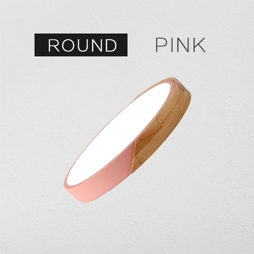 Pink Round Современный светодиодный потолочный светильник, ультра тонкий поверхностный монтируемый светильник, приспособление для спальни, холла, деревянная кухонная лампа для домашнего декора, пульт дистанционного управления - Цвет корпуса: Pink Round
