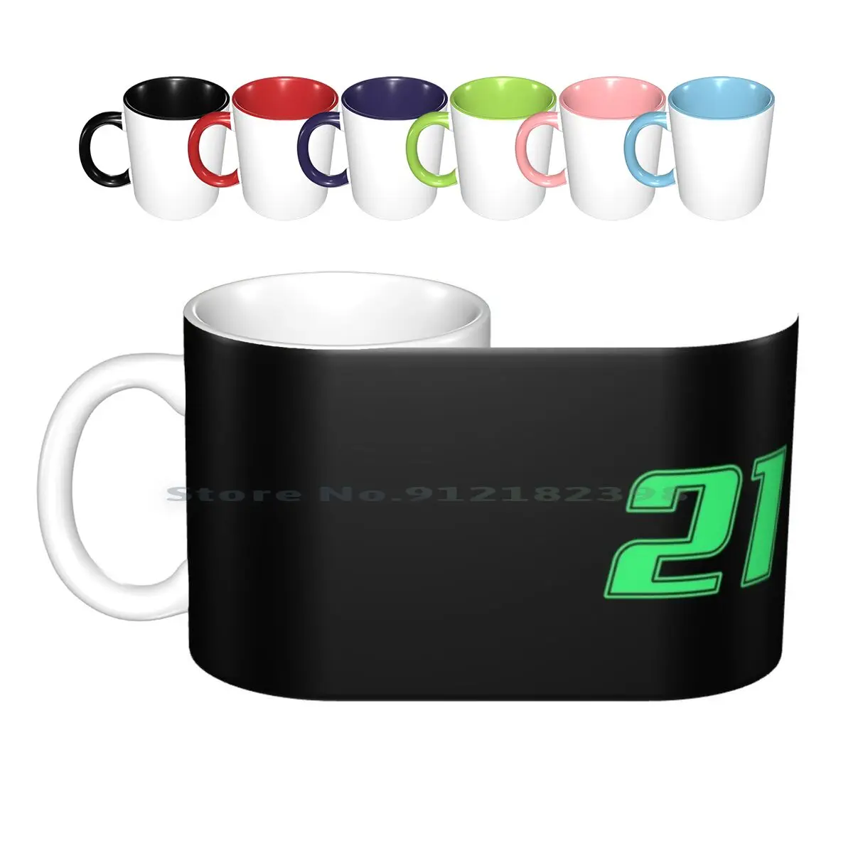 

Racing Italian Rider Number 21 Green And Black Ceramic Mugs Coffee Cups Milk Tea Mug Grand Prix Racing Motorsport Riders Racing