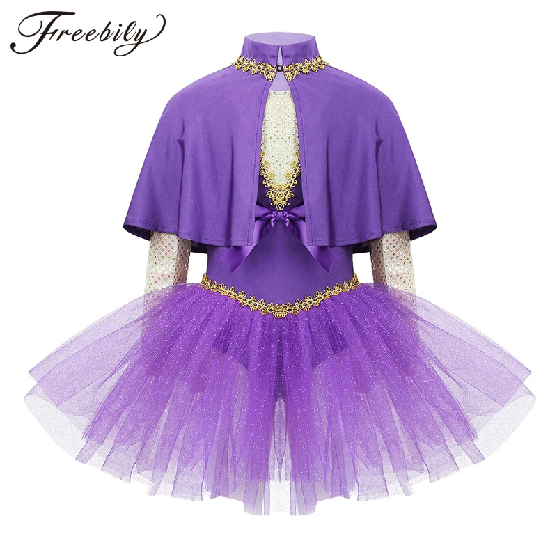 Детское блестящее Сетчатое балетное платье-пачка с блестками и бантом платье для