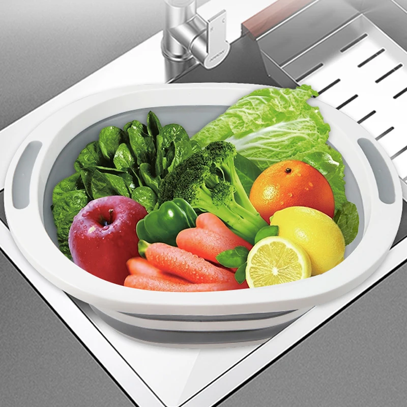 

Cutting Board Kitchen Organizer Washing Basket 2020 New Hot Drain Chopping Block with Colanders