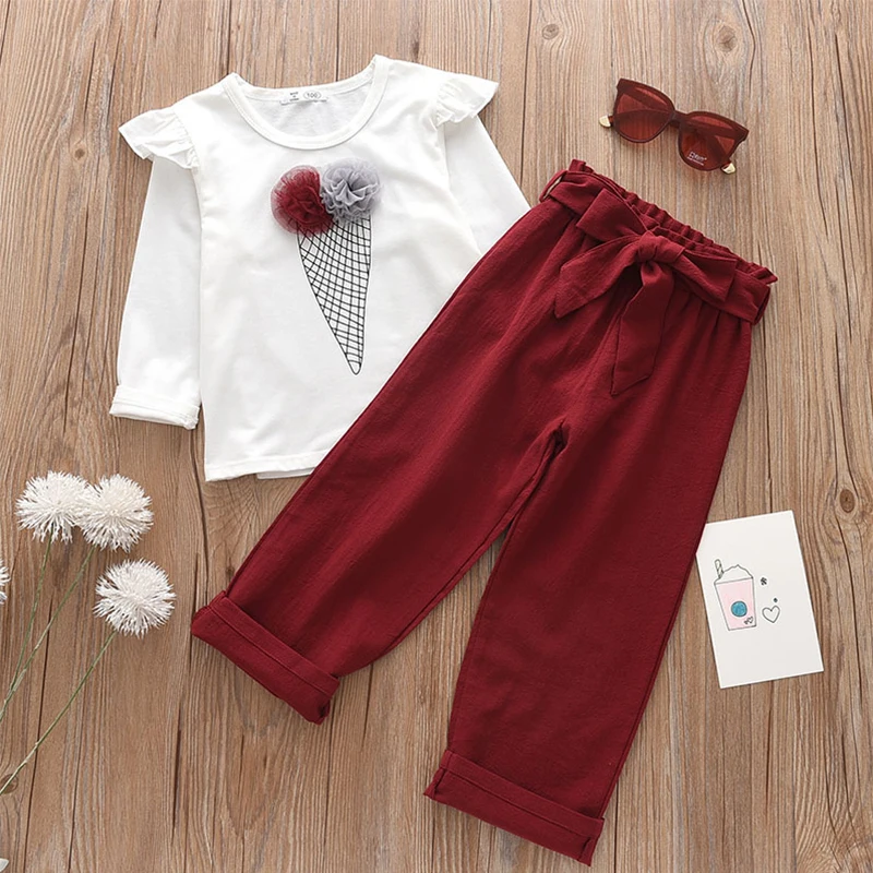 

Menoea Baby Girls Clothes Set Ice Cream Patchwork Sweatshirt Pants Girls Outfits 2pcs Suits Tracksuits for Kids Clothing 3-7 Y