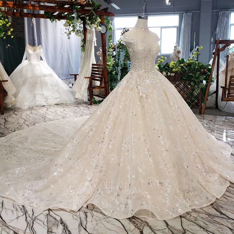 HTL663 свадебное винтажное платье для новобрачных Соборное с высоким воротником
