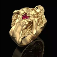 fashion luxury red crystal gold color ring for men women anniversary party wedding jewelry gift
