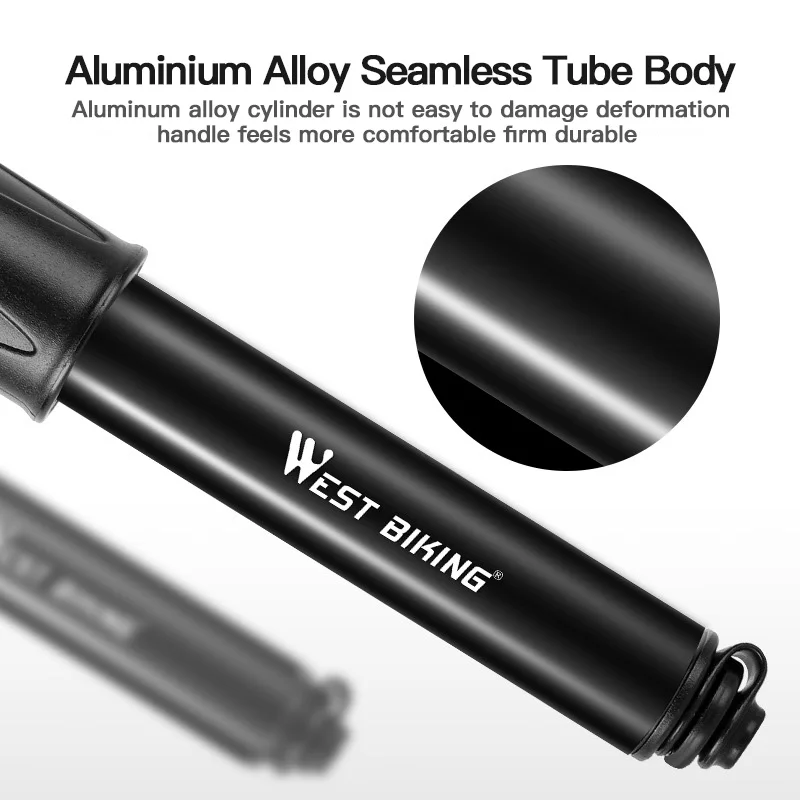 

WEST BIKING Hand Mini Bicycle Pump Tire Air Inflator Schrader Presta Valve Ball Needle Hose MTB Accessories Portable Bike Pumper