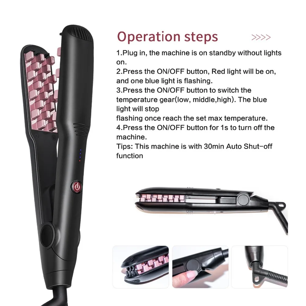 

Fluffy Hair Iron Straightener Volumizing Brush Corn Plate Crimper Comb Haircare Styler Straightening Curling 2 In 1 Styling Tool