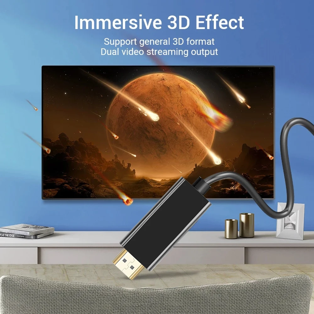 3M Long Mini Displayport To HDMI-compatible Cable 1080P TV Projector Projetor DP 1.4 Display Port Converter For Macbook Air Pro |