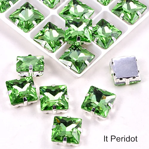Light Peridot Квадратные много цветов стеклянные стразы шьют на стразы с коготь Flatback лучшие стеклянные стразы пришить на коготь из стразов для одежды B3467 - Цвет: Light Peridot