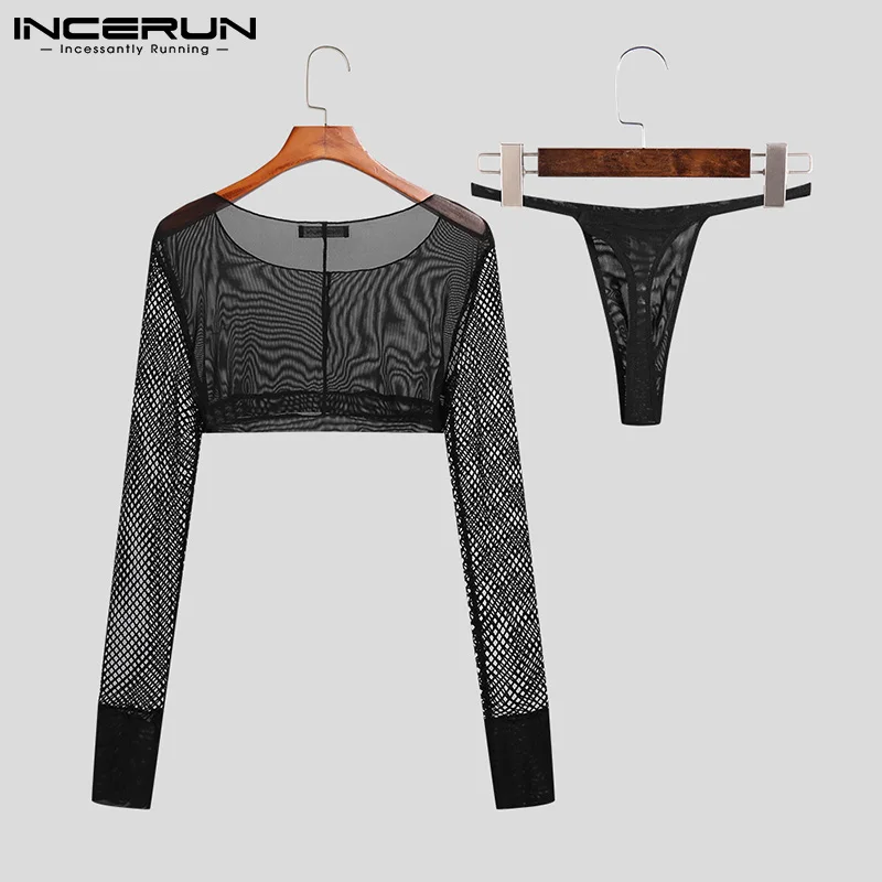 

Топы INCERUN, новинка 2021, Мужская Удобная Домашняя одежда, костюмы, женская футболка с коротким эластичным длинным рукавом, наборы для вечеринк...