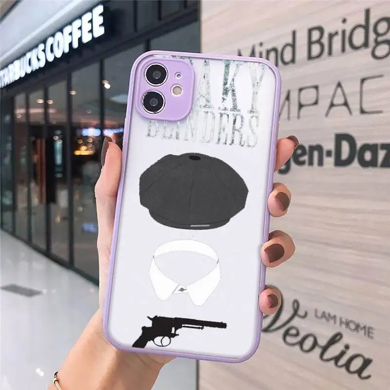 

Peaky Blinders Thomas Phone Case For iPhone 12 11 Mini Pro XR XS Max 7 8 Plus X Matte transparent Purple Back Cover