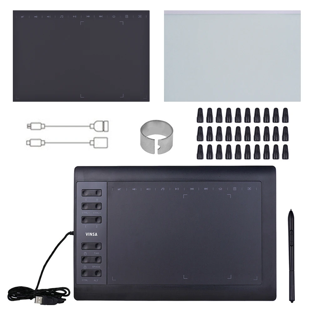 

Graphics Drawing Tablet VIN1060PLUS 10x6 Inch 12 Express Keys 8192 Levels Battery-Free Digital Drawing Pad for Computer