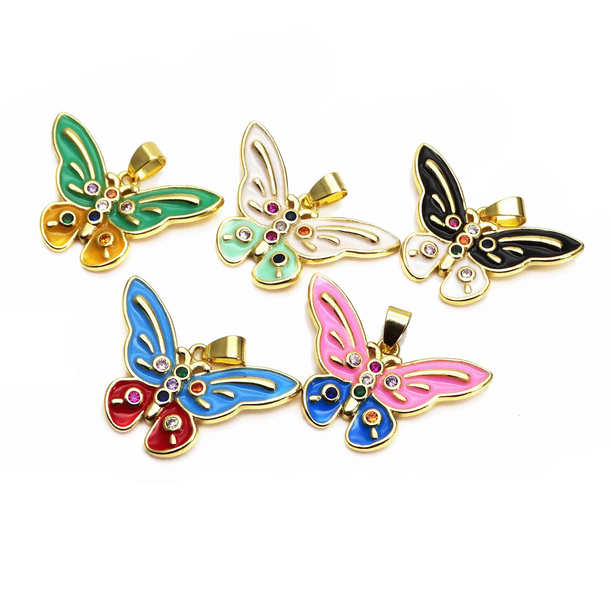 

Micro zircon spotted butterfly pendant accessories Drops of paint insects pendant DIY necklace accessories made jewelry