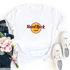 Женская хлопковая Футболка Hard Rock Cafe, черно-белая футболка с круглым вырезом и принтом