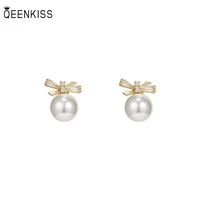 qeenkiss eg7507 fine jewelry wholesale woman birthday wedding gift pearl bowkont zircon 925 sterling silver needle stud earrings