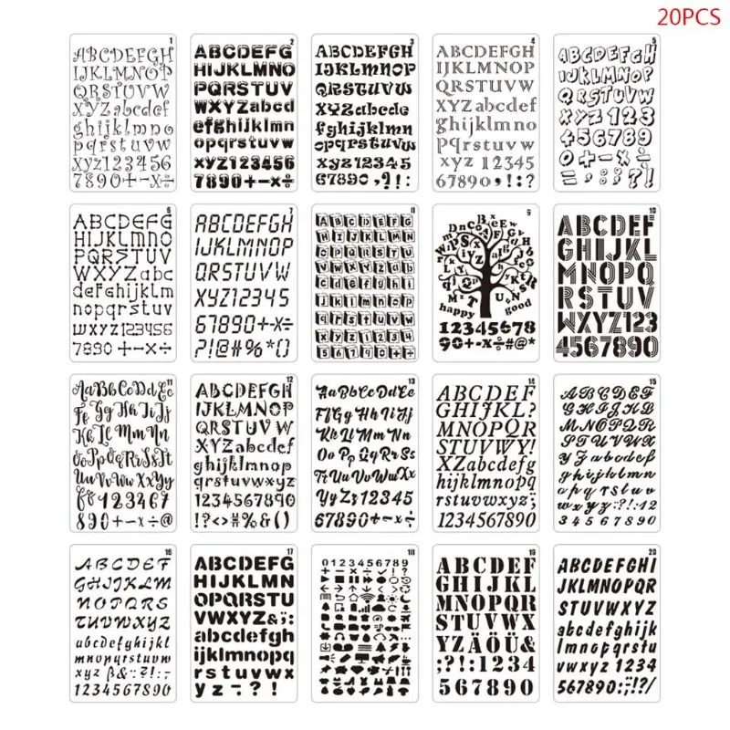 

20pcs/set Letter Alphabet Number Stencil DIY Drawing Template Painting Scrapbook 24BB