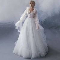 eightree sexy wedding dresses 2022 puff sleeve sweetheart bridal dress corset back applique tulle a line wedding gowns plus size