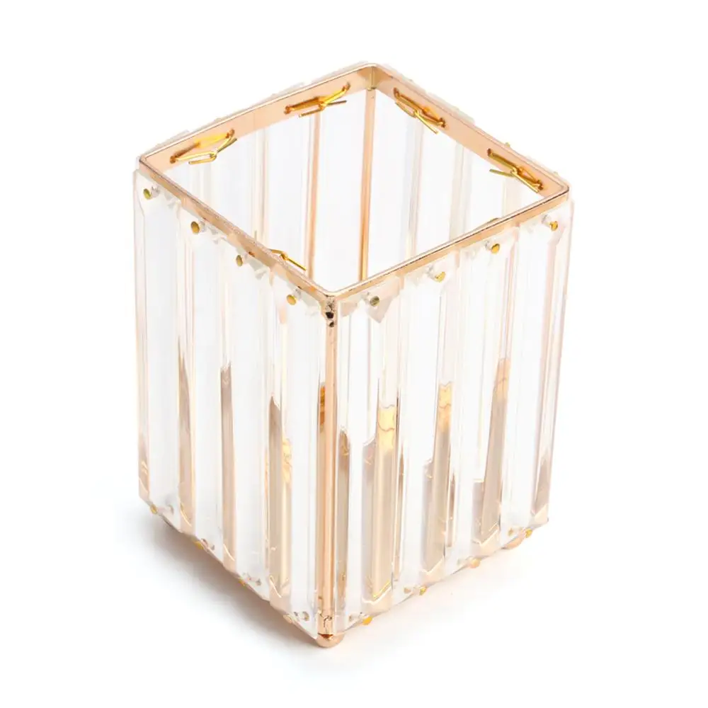 13x9x9cm Европейский полый хрустальный декоративный подсвечник в форме чаши, корзина для хранения кистей для макияжа, коробка для хранения ювелирных изделий для ногтей, органайзер, инструмент - Цвет: 13x9x9cm