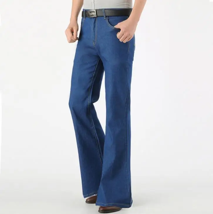 

Mens Flared jeans Thin Summer Retro Nostalgic bootcut Vintage Denim trouser