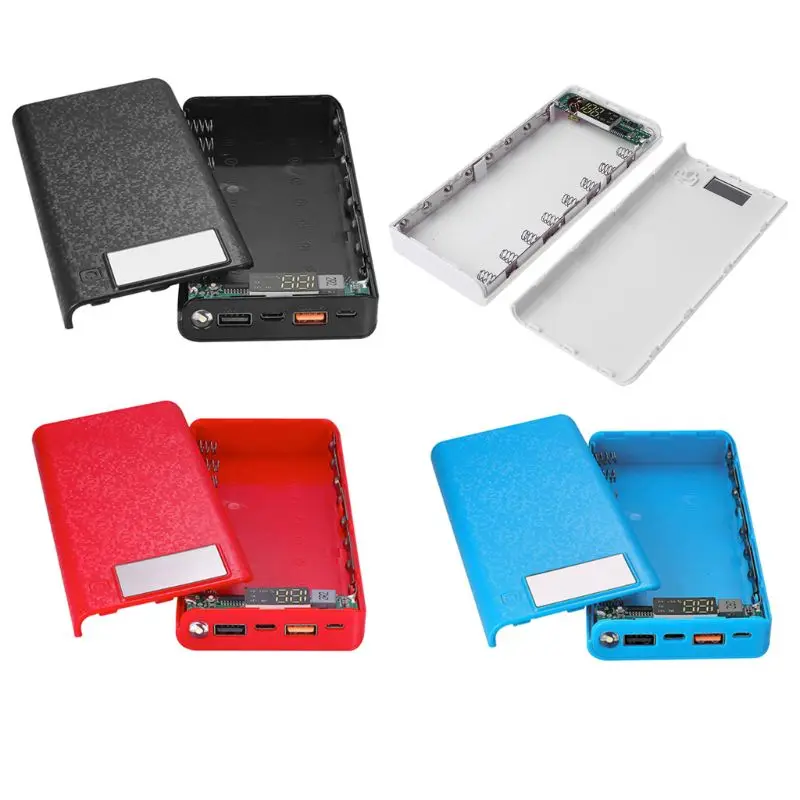 QC 3 0 Dual USB + Type C PD 8x18650 аккумулятор DIY Power Bank Box светодиодное быстрое зарядное
