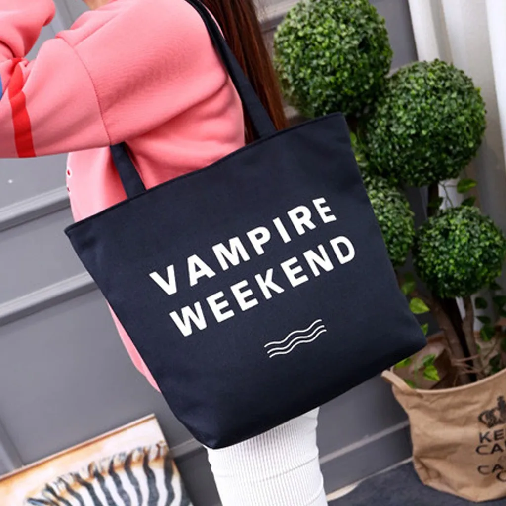 Женская сумка для покупок тоут с принтом букв Экологичная Холщовая Сумка bolsas