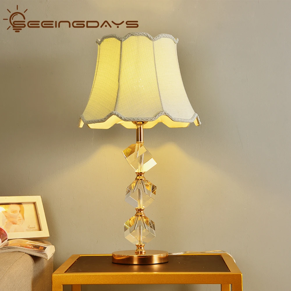 Настольная лампа K9 с кристаллами камня для спальни в гостиной прикроватная