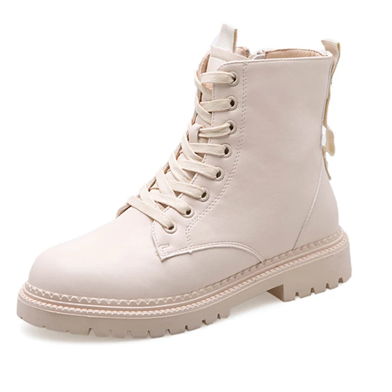 Модные женские ботинки обувь на плоской подошве молнии из искусственной кожи