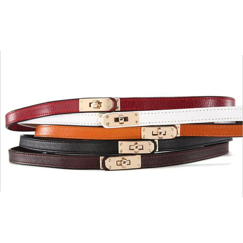

Woman Belt Luxury Brand Genuine Leather Belts for Women Fashion Adjustable Belts Dress Jeans Thin Cowhide Waistband White Red