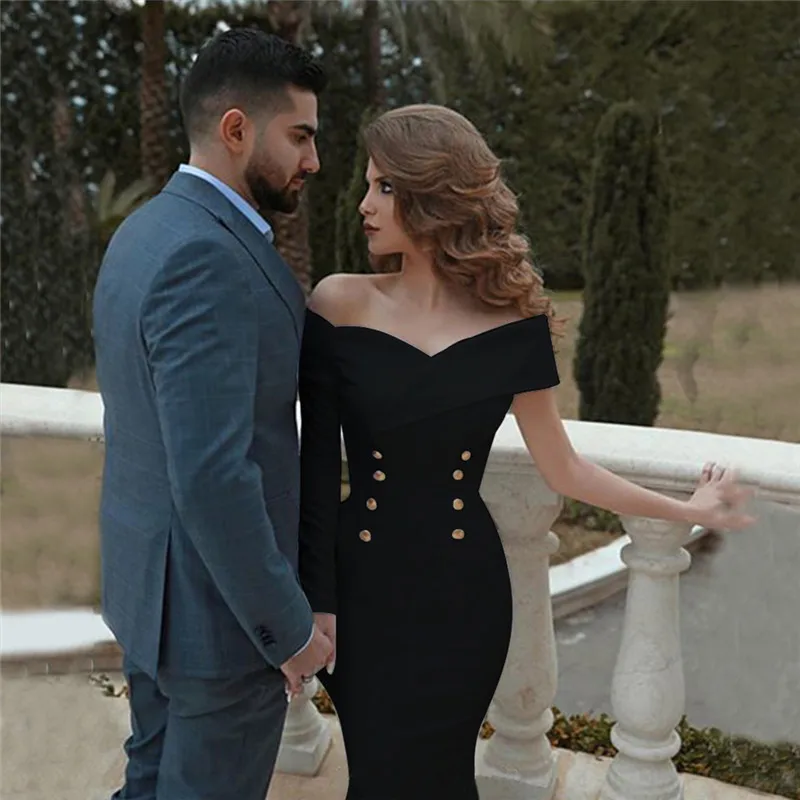 Вечернее платье с открытыми плечами и юбкой длинное вечернее платье с длинным рукавом Белое Женское Макси Платье De Soiree