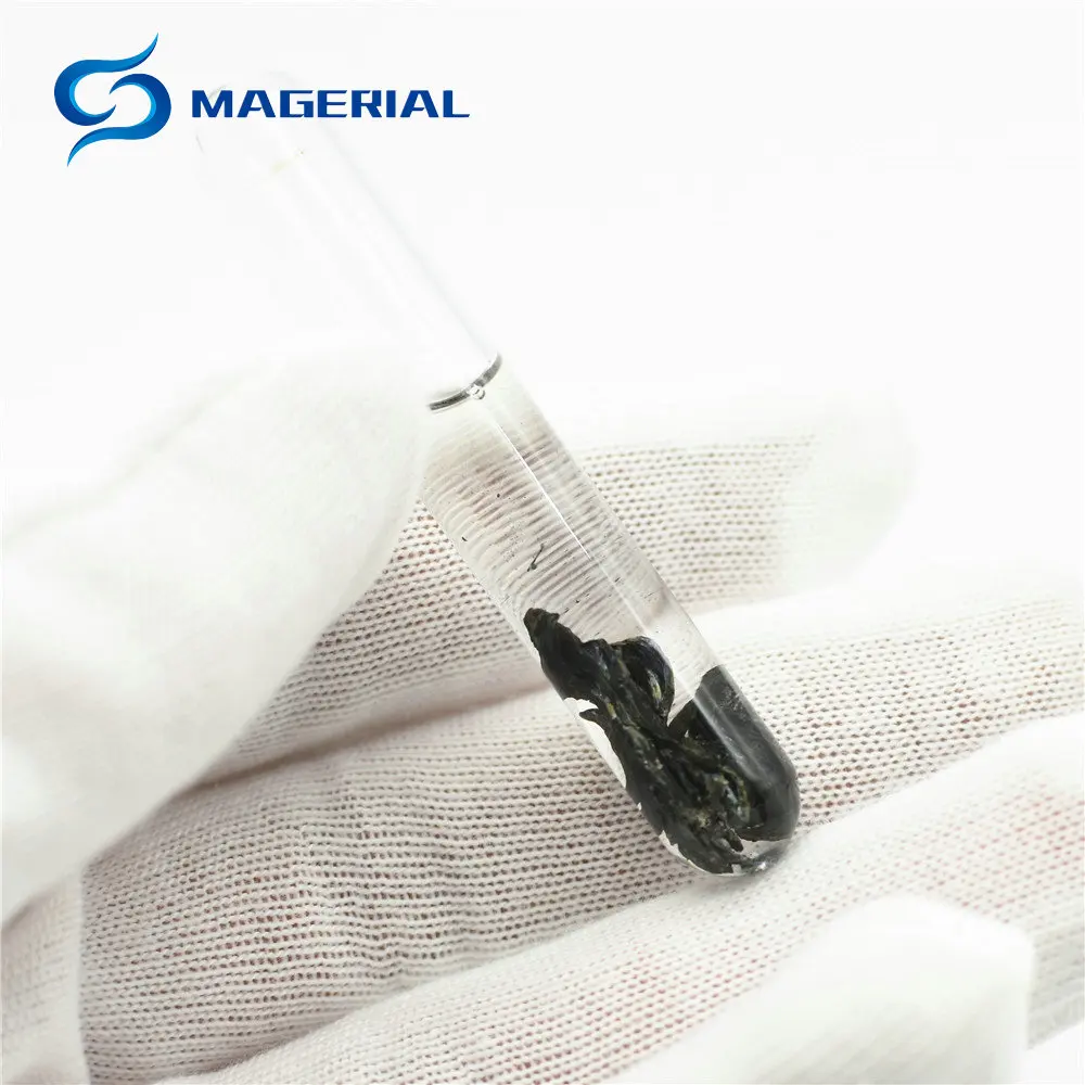 

Metal Europium Distillation Eu Crystal Branch Shape Argon Gas + Paraffin Oil + Glass Seal Protect About 1 Gram in Dia10mm Glass