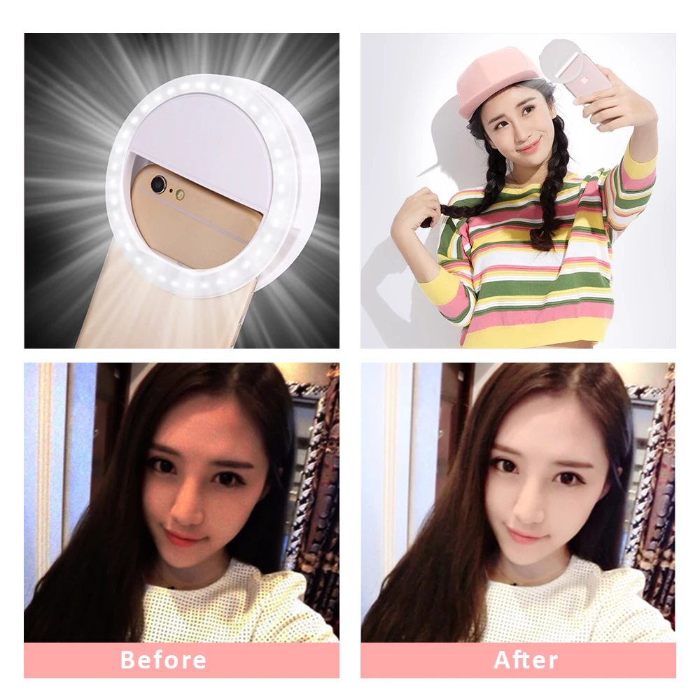 2019 селфи светодиодный зеркало кольцо вспышка свет портативный телефон лампа для