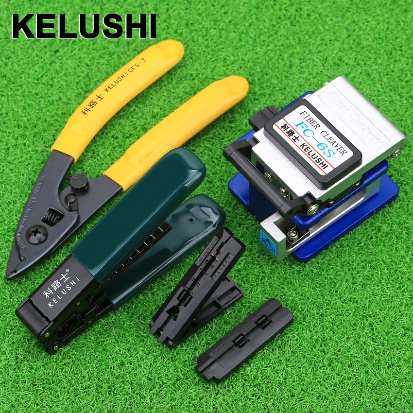KELUSHI FTTH волоконно-оптические инструменты набор FC-6S Кливер и двойное отверстие CFS-2 плоскогубцы волоконно-оптический кабель для зачистки