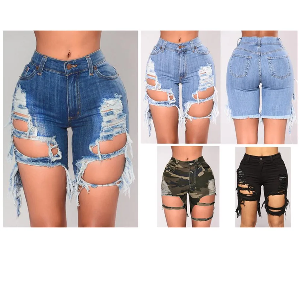 

Retro women's five-point pants high waist jeans Slim women's mid-pants women's ripped jeans hot sale jeans women's casual jeans