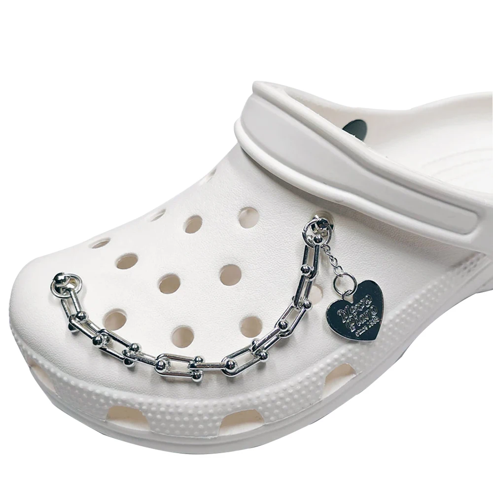 

Обувная цепочка с подвесками для крокодиловой кожи, медвежьи сердечки, аксессуары для сандалий, ремешок, украшение для девочек, взрослых, же...