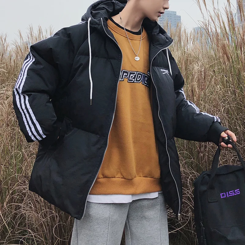 Liketkit мужские новые зимние парки 2019 полосатые толстые куртки с капюшоном большие