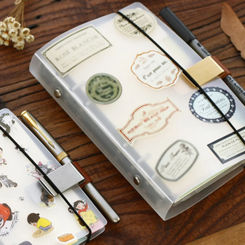 

4pcs Metal PU Leather Pen Holder Brass Pencil Clip Vintage Dairy Notebook Pen Holder Spiral Loose Leaf Memo Clip - Size