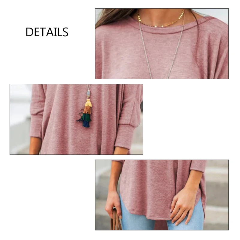 Solid Black Shirt Woman Casual Cotton O Neck Women's Tops And Blouses Three Quarter Sleeve Irregular Women Blouses Tunic Autumn