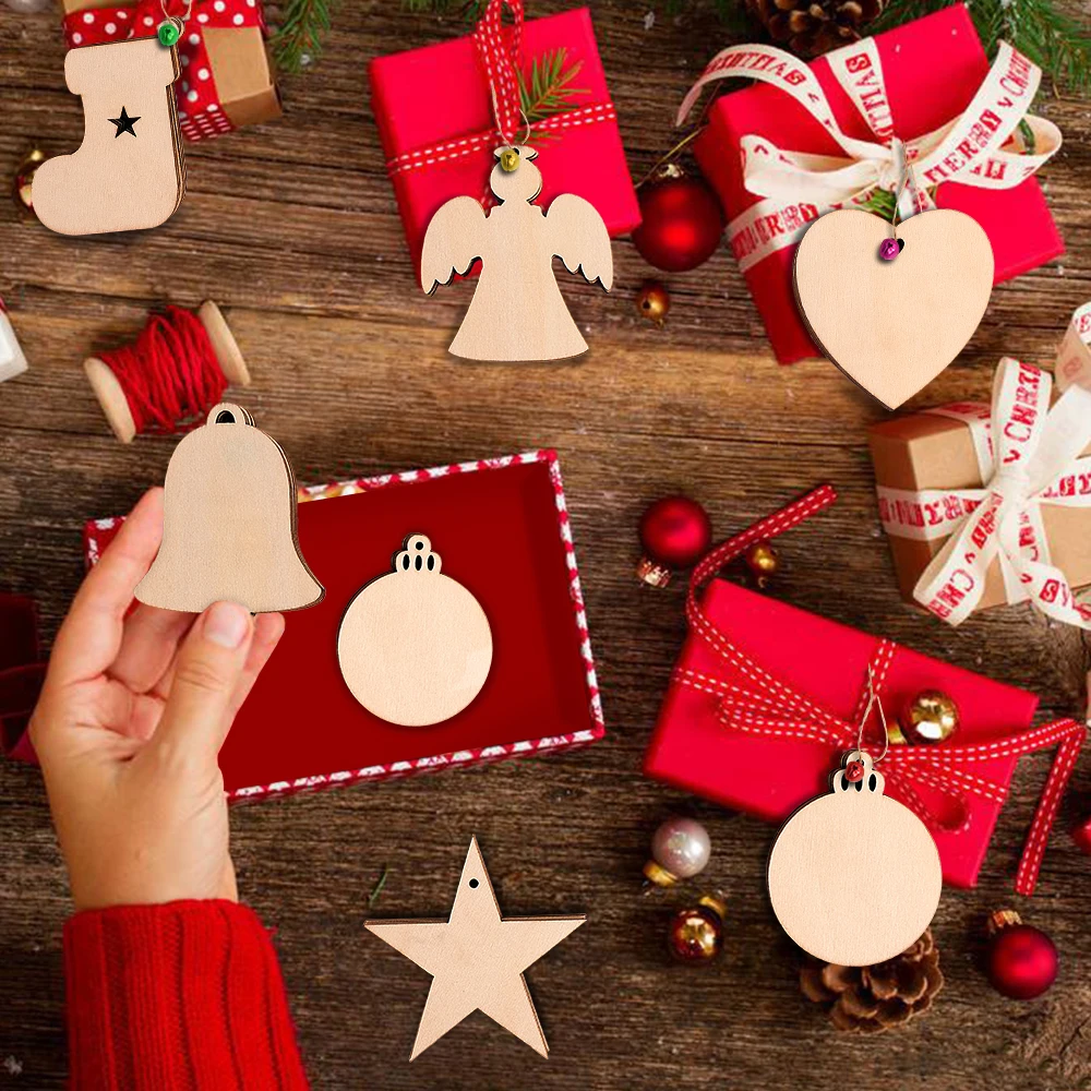 

10 шт. рождественские украшения «сделай сам», деревянные чипсы, рождественский подарок для детей, украшения для рождественской елки, садовый...