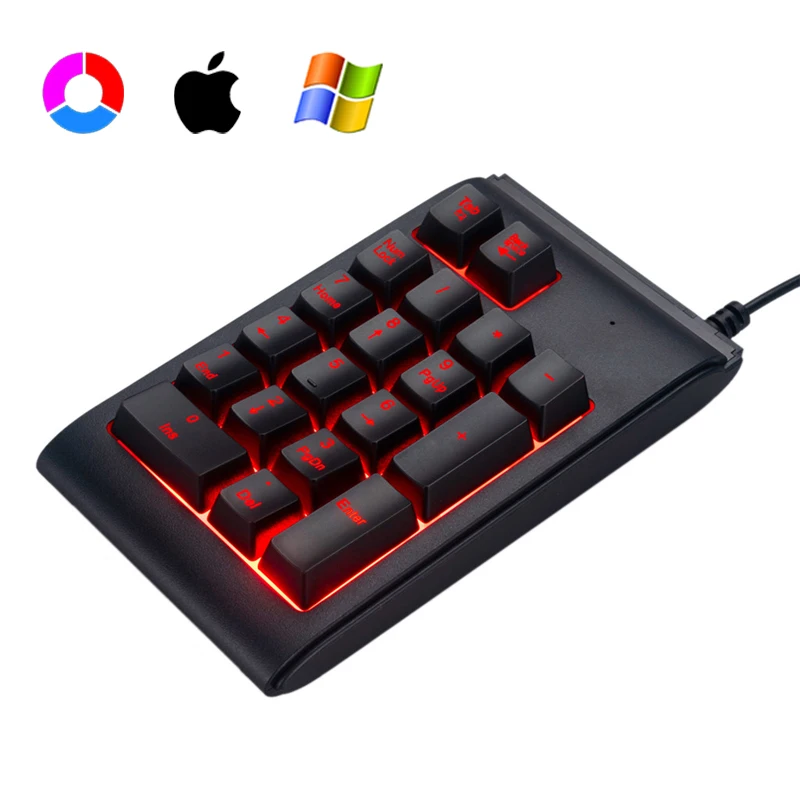 

Проводная цифровая клавиатура с RGB-подсветкой, USB-клавиатура с цифрами для блокнота, финансовых банков, ценных бумаг, водонепроницаемая цифр...