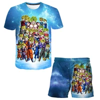 dragon ball 2pcs teen kids boys outfit summer toddlers round collar short sleeve top casual shorts set 4t 14t clothing sets