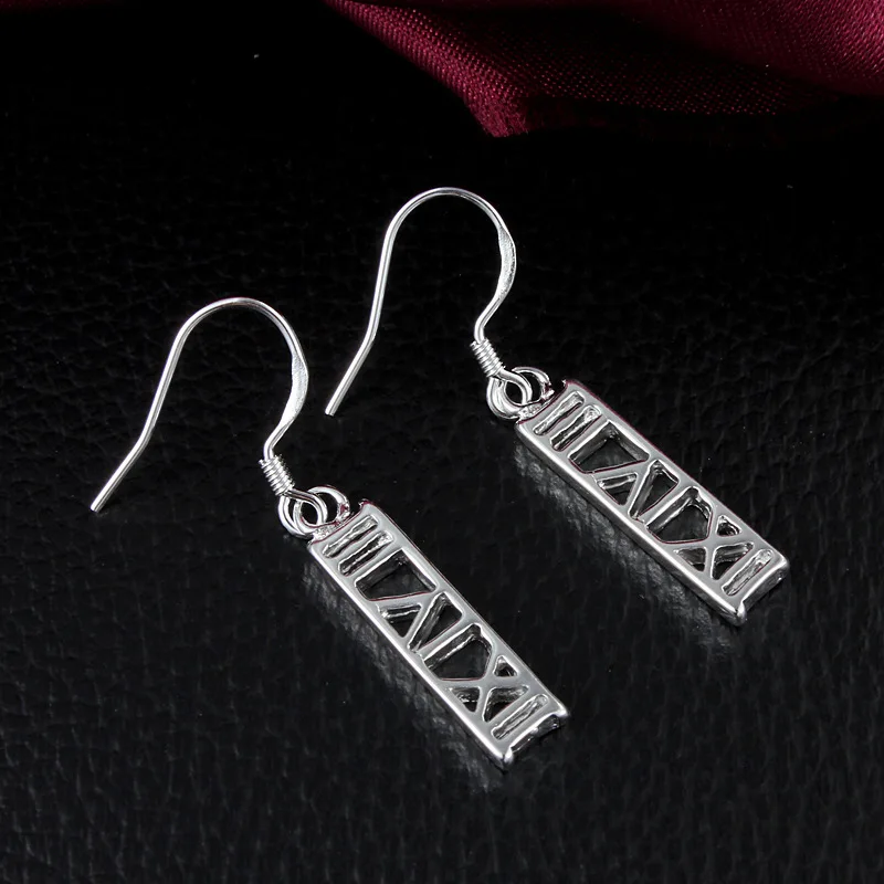 

925 Sterling Silver Roman Hollow Out Pendant Earrings For Woman Wedding Engagement Fashion Party Charm Jewelry Gift