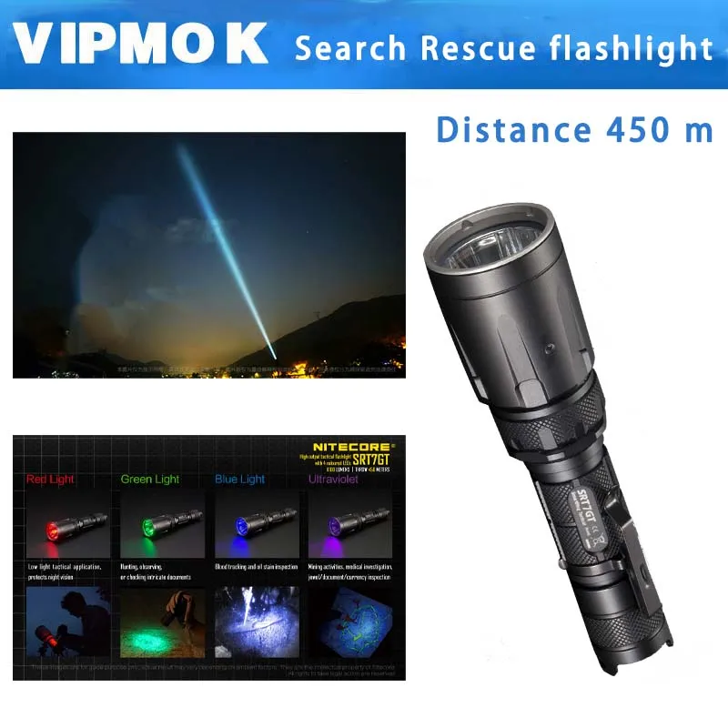 NITECORE SRT7GT Search Rescue Flashlight Beam Distance 450m 5Color RGB+UV Light Rechargeable CREE XP-L HI 1000LM Linterna Torch | Освещение