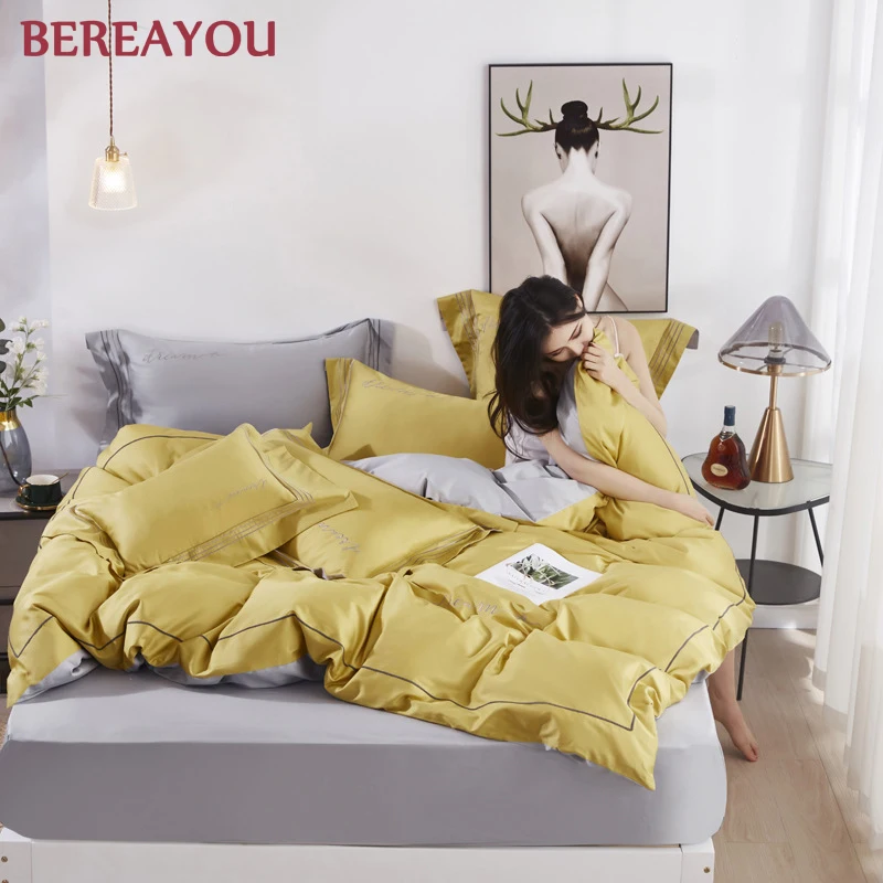 Простой комплект постельного белья из тенсельной ткани пододеяльник и наволочка