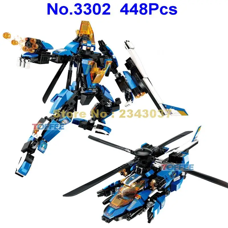 3302 448pcs deformation transform robot helicopter enlighten building blocks 1 figure Toy