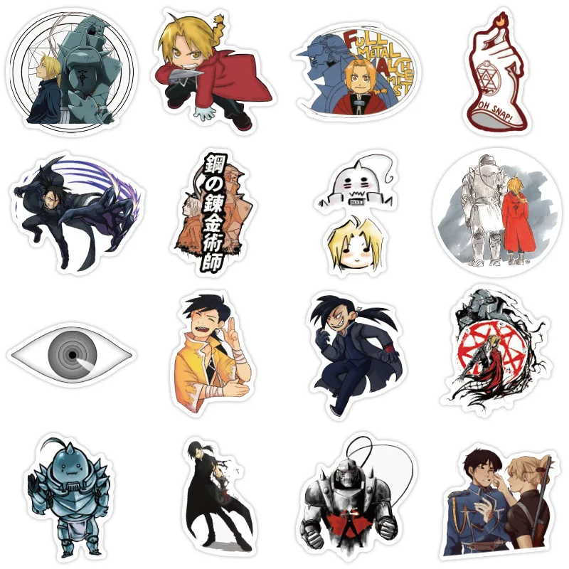 

50PCS Anime Keychains Fullmetal Alchemist Sticker For Luggage Laptop Skateboard Car Bicycle Backpack Decal Pegatinas Toy Sticker