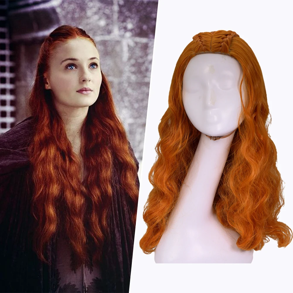 XCOSER Игра престолов Санса Старк Косплей головные уборы реквизит для женщин Красивые длинные кудрявые волнистые волосы вечерние аксессуары для костюма из фильма