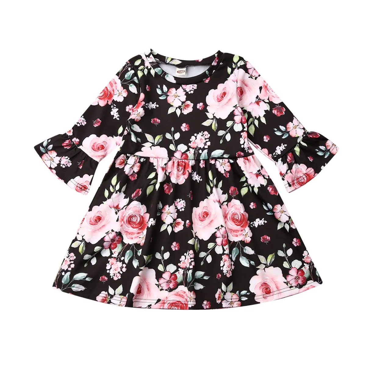 Малыш Платья для маленьких девочек платье с длинным рукавом красным платьем