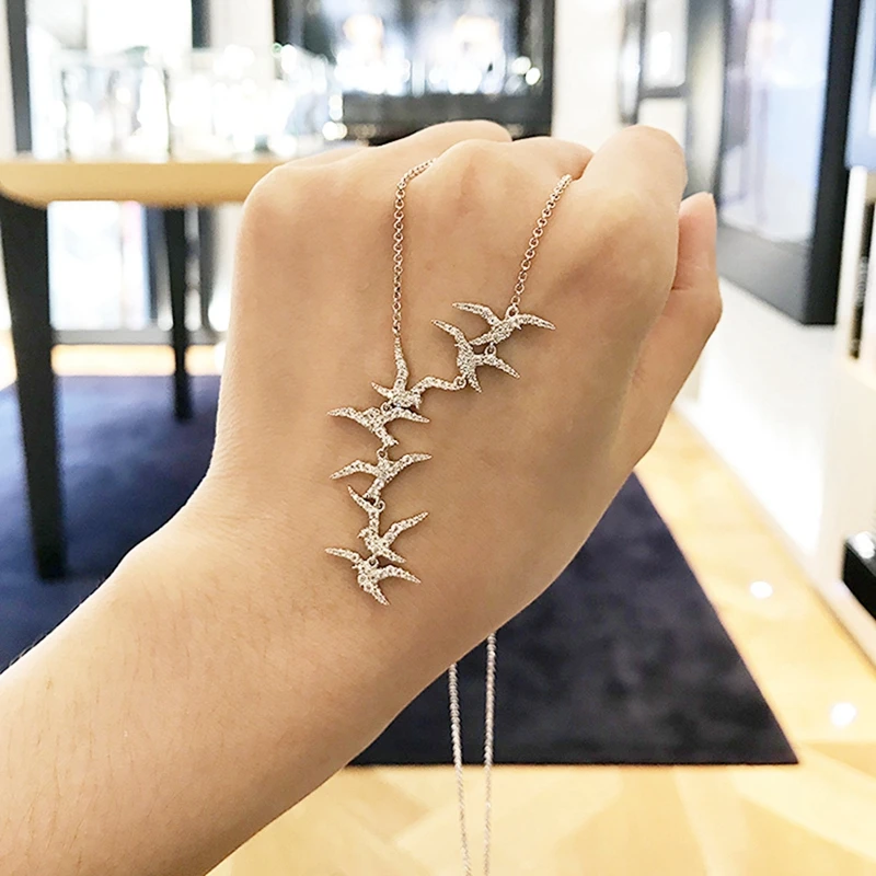 Трендовое однотонное ожерелье из стерлингового серебра 925 пробы с фианитом ААА