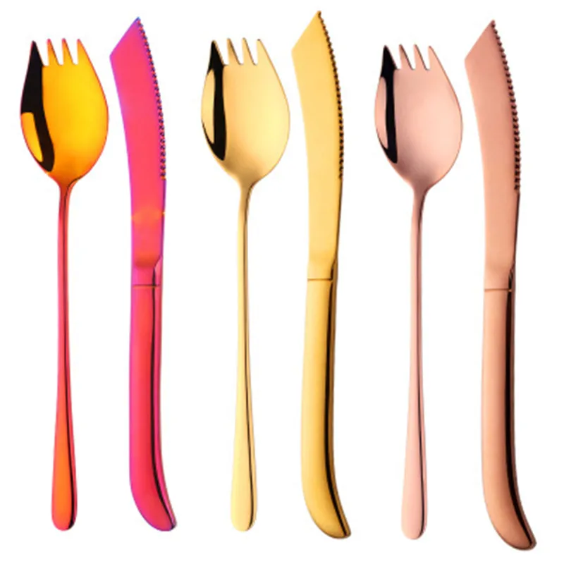 

2 шт./компл. Корейская столовая посуда в западном стиле для салата, практичные столовые приборы из нержавеющей стали 304, нож для стейка, столо...