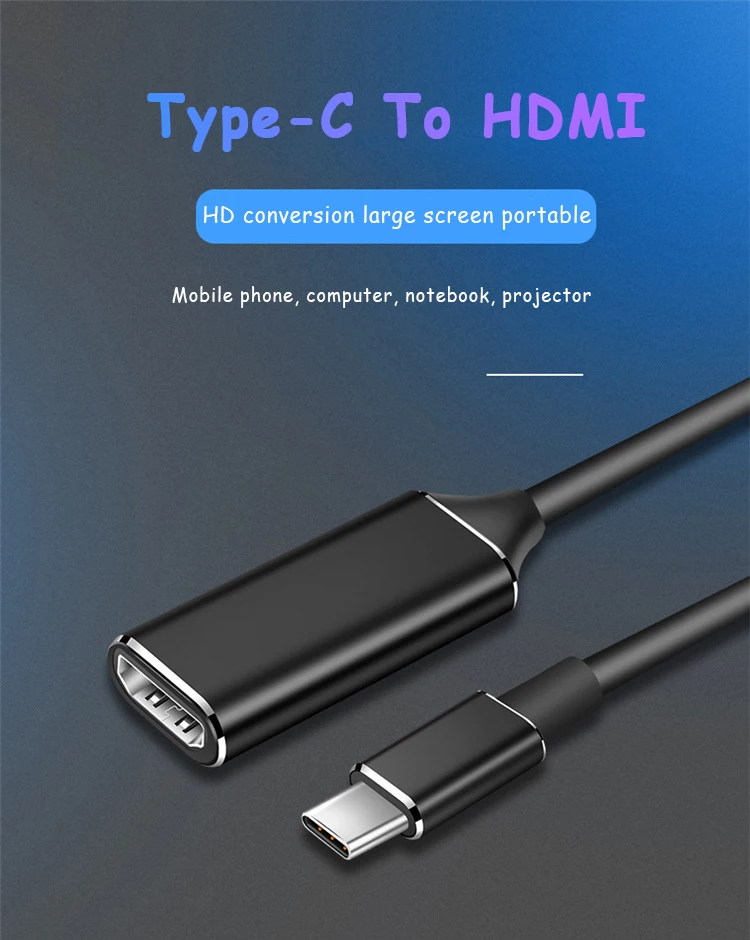 Адаптер с USB C на HDMI-совместимый кабель 4K Тип для MacBook Samsung Galaxy Huawei Mate P20 Pro USB-C