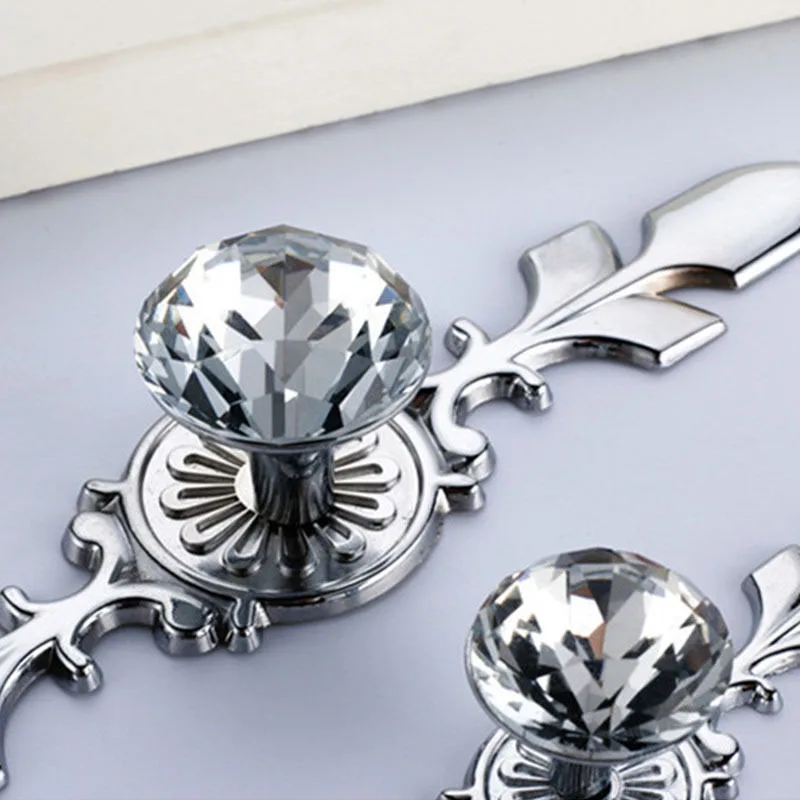 Серебристые хрустальные шариковые ручки для шкафов фурнитура дверей мебельные